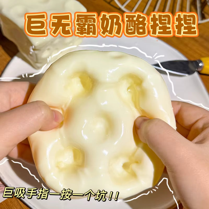 Giant Cheese Squishy Toy, Super Thick Non-Recovery Squeeze Toy, Stress Relief Fidget Toy for All Ages