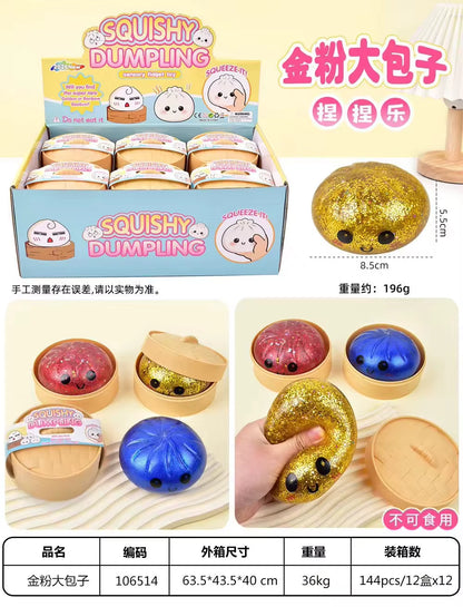 Squishy Steamed Buns Bao Large Mystery Dumpling Toy Blind Box Knead Dough Squishie Food Super Soft Squishy Bun Antistress Toy