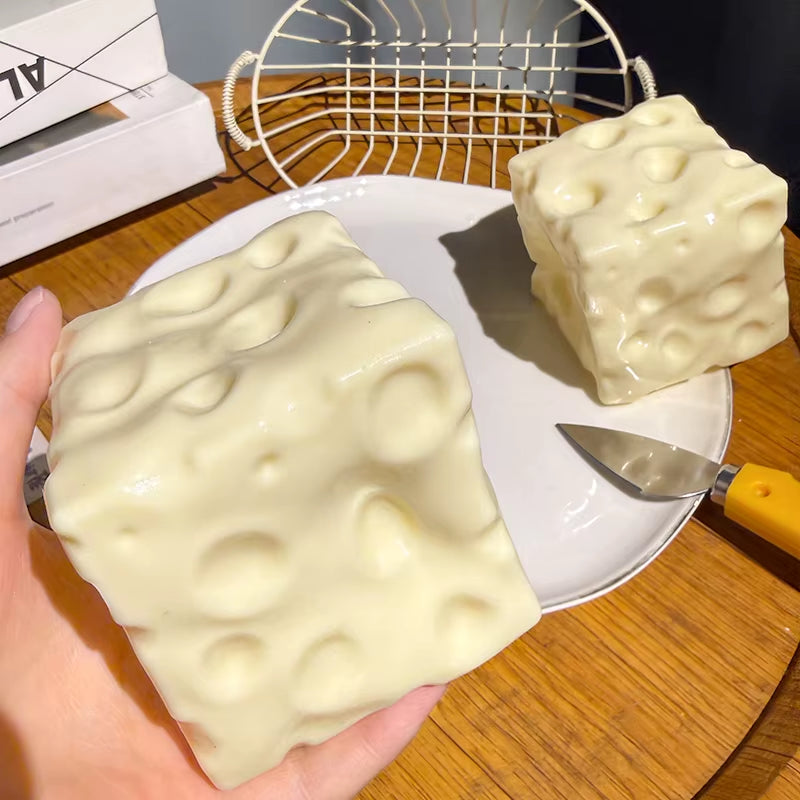 Giant Cheese Squishy Toy, Super Thick Non-Recovery Squeeze Toy, Stress Relief Fidget Toy for All Ages