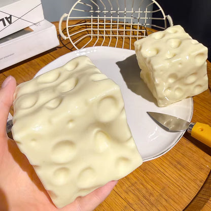 Giant Cheese Squishy Toy, Super Thick Non-Recovery Squeeze Toy, Stress Relief Fidget Toy for All Ages