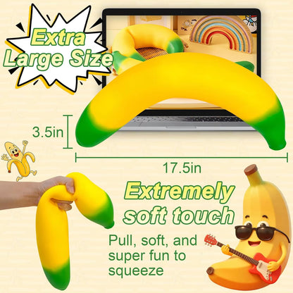 Banana Squishy Giant Large Slow Rising Banana Fidget Toys Soft Stress Relief Anxiety Sensory Toys for Adults Teens Kids Autism