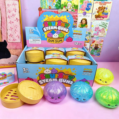 Squishy Steamed Buns Bao Large Mystery Dumpling Toy Blind Box Knead Dough Squishie Food Super Soft Squishy Bun Antistress Toy