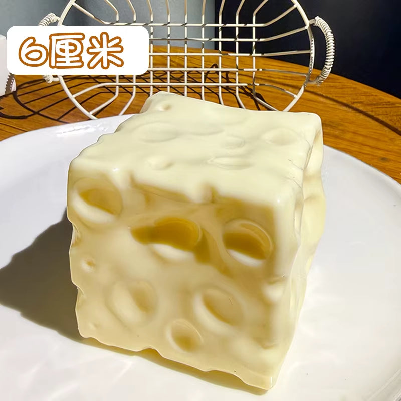 Giant Cheese Squishy Toy, Super Thick Non-Recovery Squeeze Toy, Stress Relief Fidget Toy for All Ages