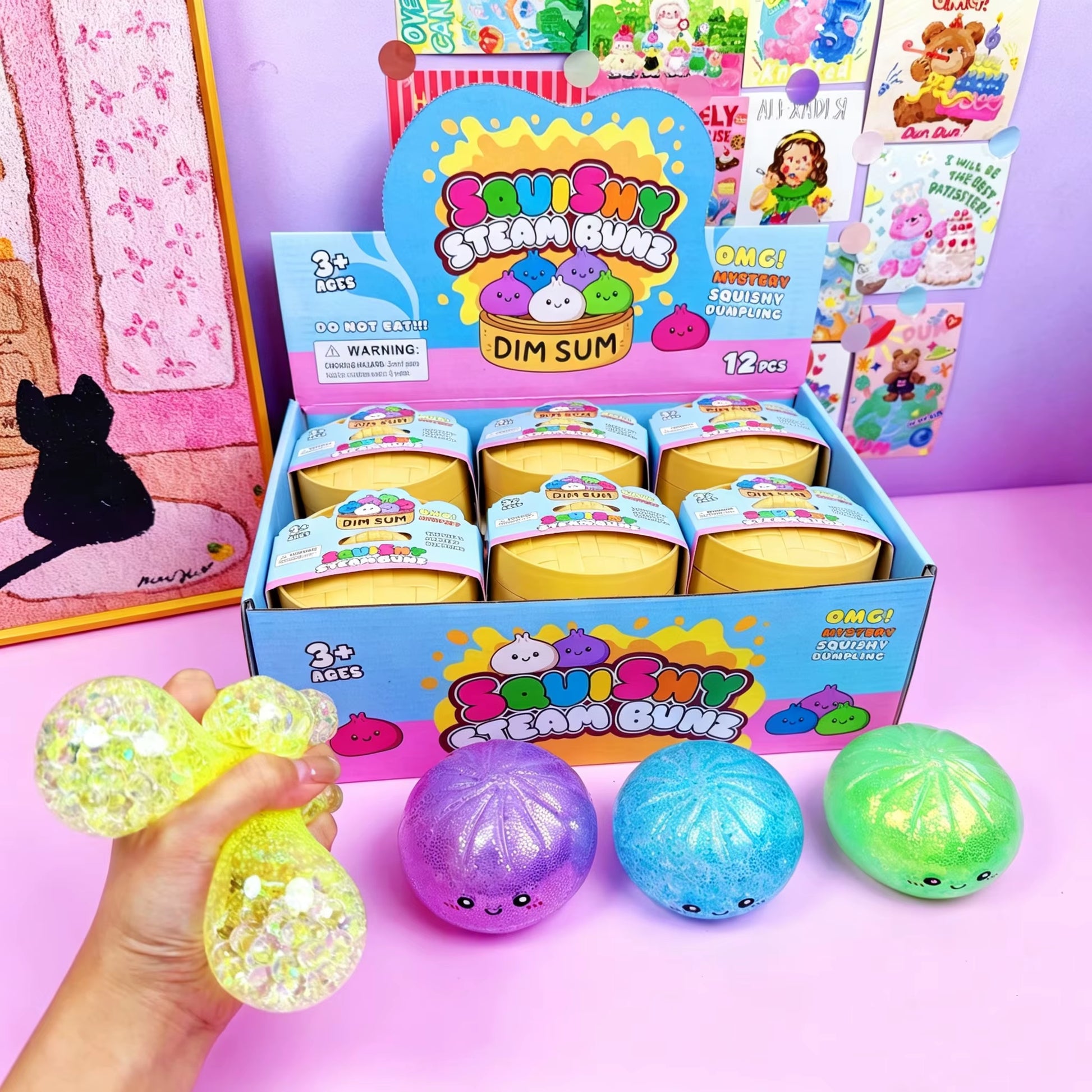 Squishy Steamed Buns Bao Large Mystery Dumpling Toy Blind Box Knead Dough Squishie Food Super Soft Squishy Bun Antistress Toy