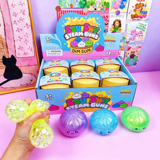 Squishy Steamed Buns Bao Large Mystery Dumpling Toy Blind Box Knead Dough Squishie Food Super Soft Squishy Bun Antistress Toy
