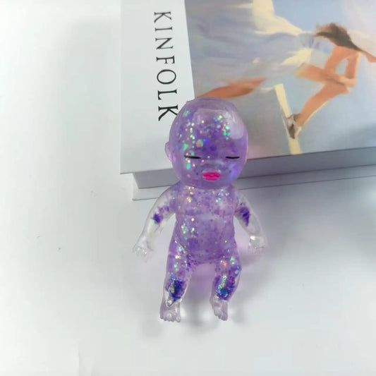 Melanth Glitter Baby Squishy Toy Natasha Slow Rebound TPR Moltose Squeeze Doll Stress Relief Fidget Toy for Anxiety Relief 14+