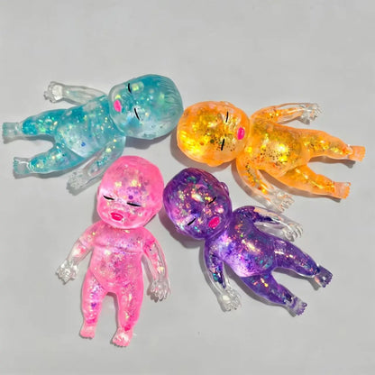 Melanth Glitter Baby Squishy Toy Natasha Slow Rebound TPR Moltose Squeeze Doll Stress Relief Fidget Toy for Anxiety Relief 14+