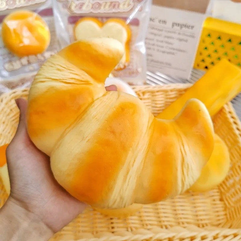 Squishy Croissant Squeeze Toy Slow Rising Sticky Stress Relief Toy Super Soft Food Creative Simulation Bread Anti-Anxiety Toys