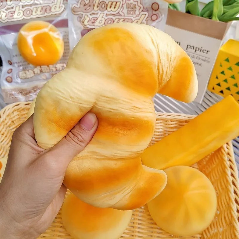 Squishy Croissant Squeeze Toy Slow Rising Sticky Stress Relief Toy Super Soft Food Creative Simulation Bread Anti-Anxiety Toys