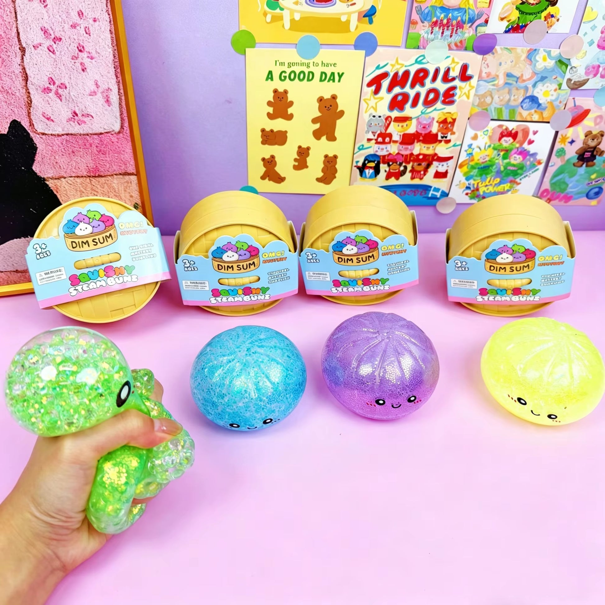 Squishy Steamed Buns Bao Large Mystery Dumpling Toy Blind Box Knead Dough Squishie Food Super Soft Squishy Bun Antistress Toy