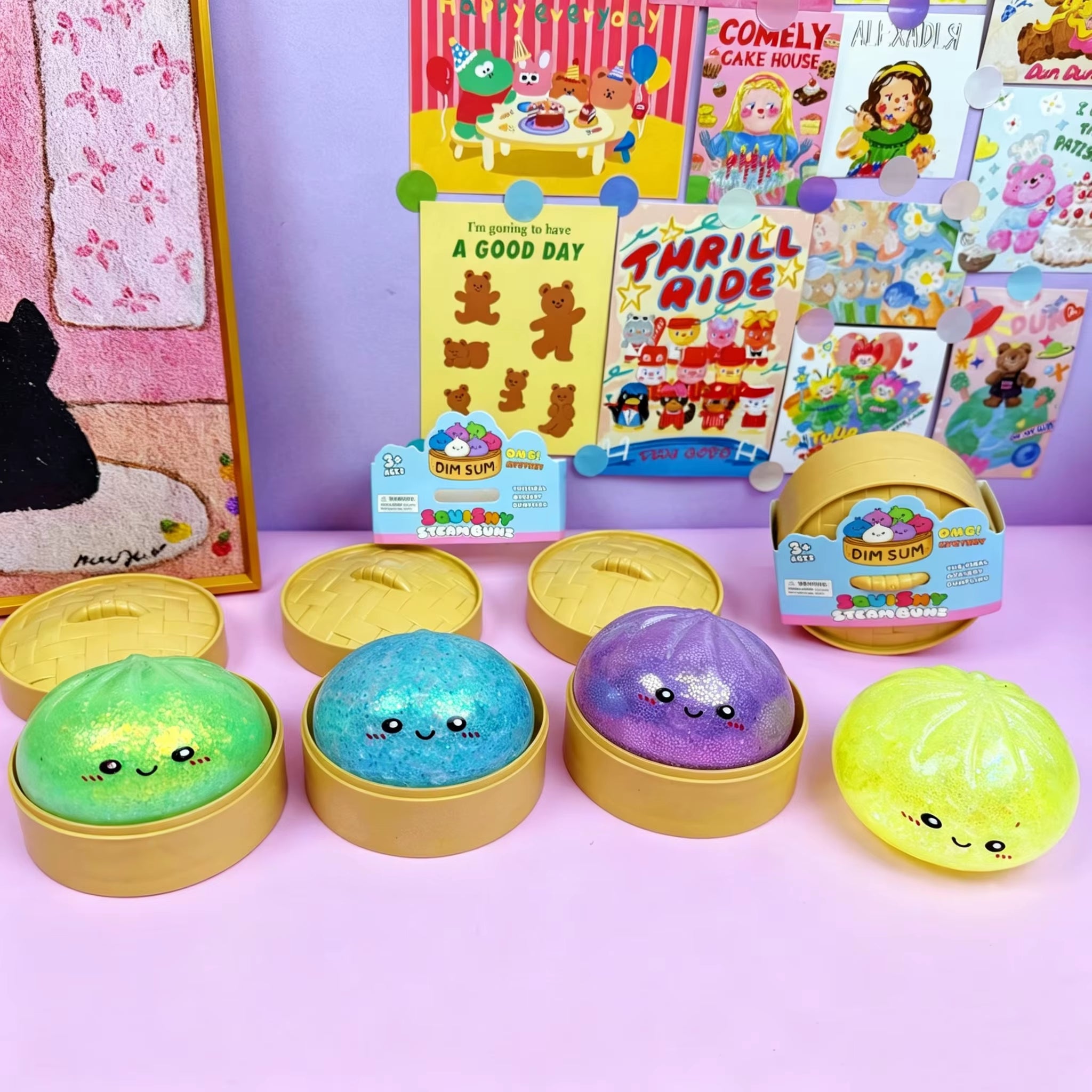 Squishy Steamed Buns Bao Large Mystery Dumpling Toy Blind Box Knead Dough Squishie Food Super Soft Squishy Bun Antistress Toy