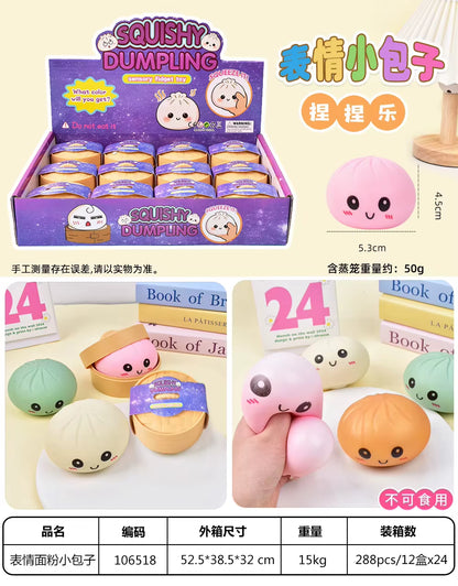 Squishy Steamed Buns Bao Large Mystery Dumpling Toy Blind Box Knead Dough Squishie Food Super Soft Squishy Bun Antistress Toy